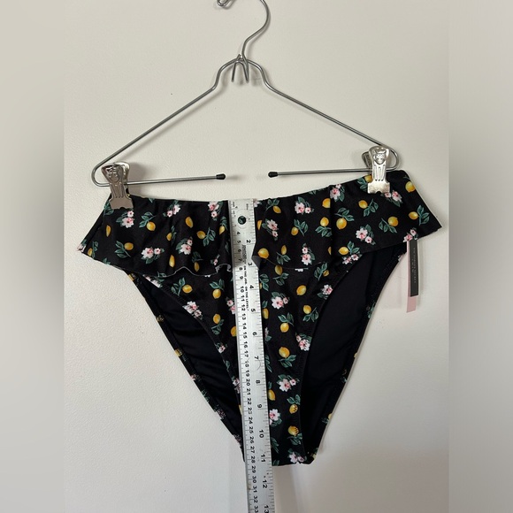 NWT Victoria's Secret itsy ruffle bikini BOTTOM AND TOP black lemon floral - Picture 11 of 16